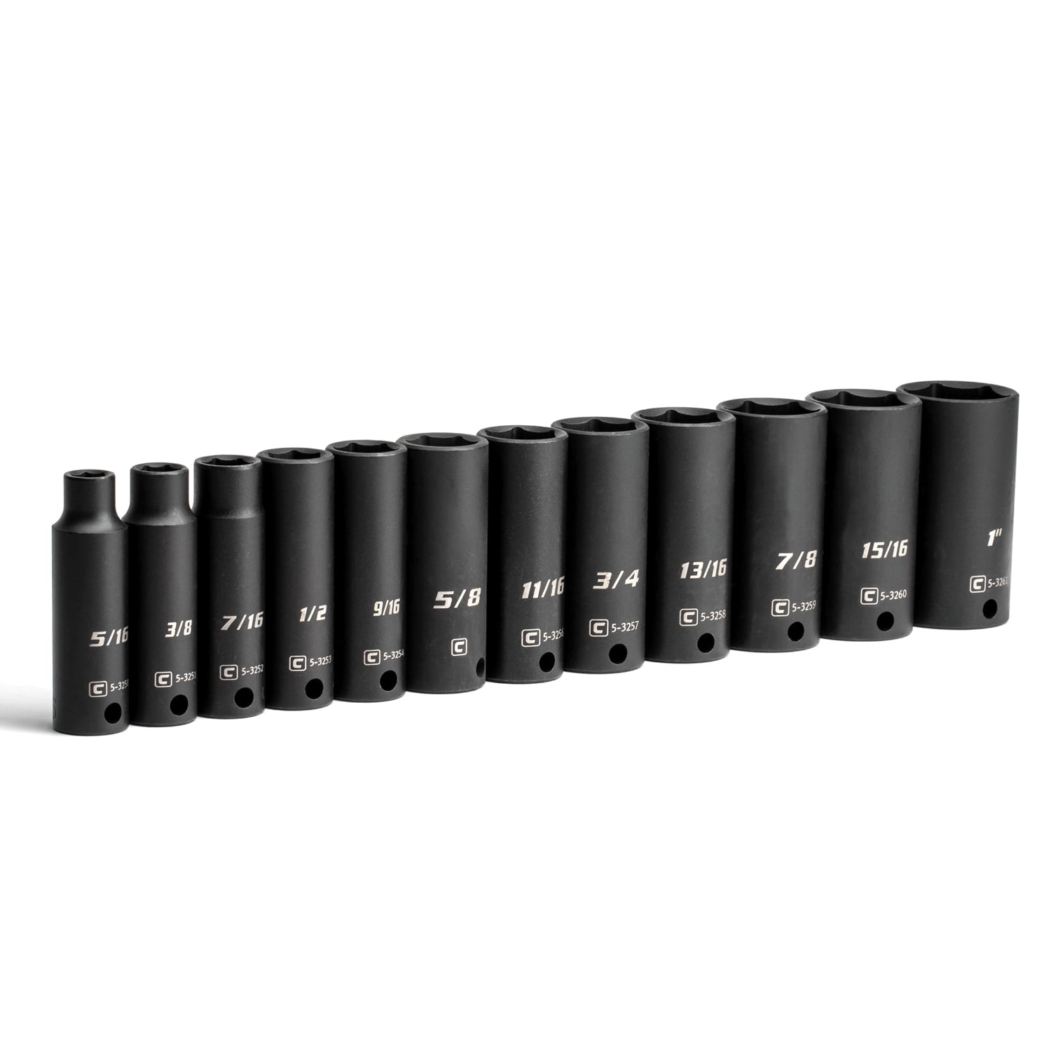 Capri Tools 3/8 in. Drive Deep Impact Socket Set, SAE, 5/16 to 1 in., 12-Piece