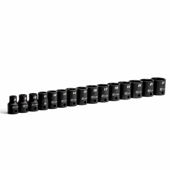 Capri Tools 3/8 in. Drive Shallow Impact Socket Set, Metric, 8 to 22 mm, 15-Piece