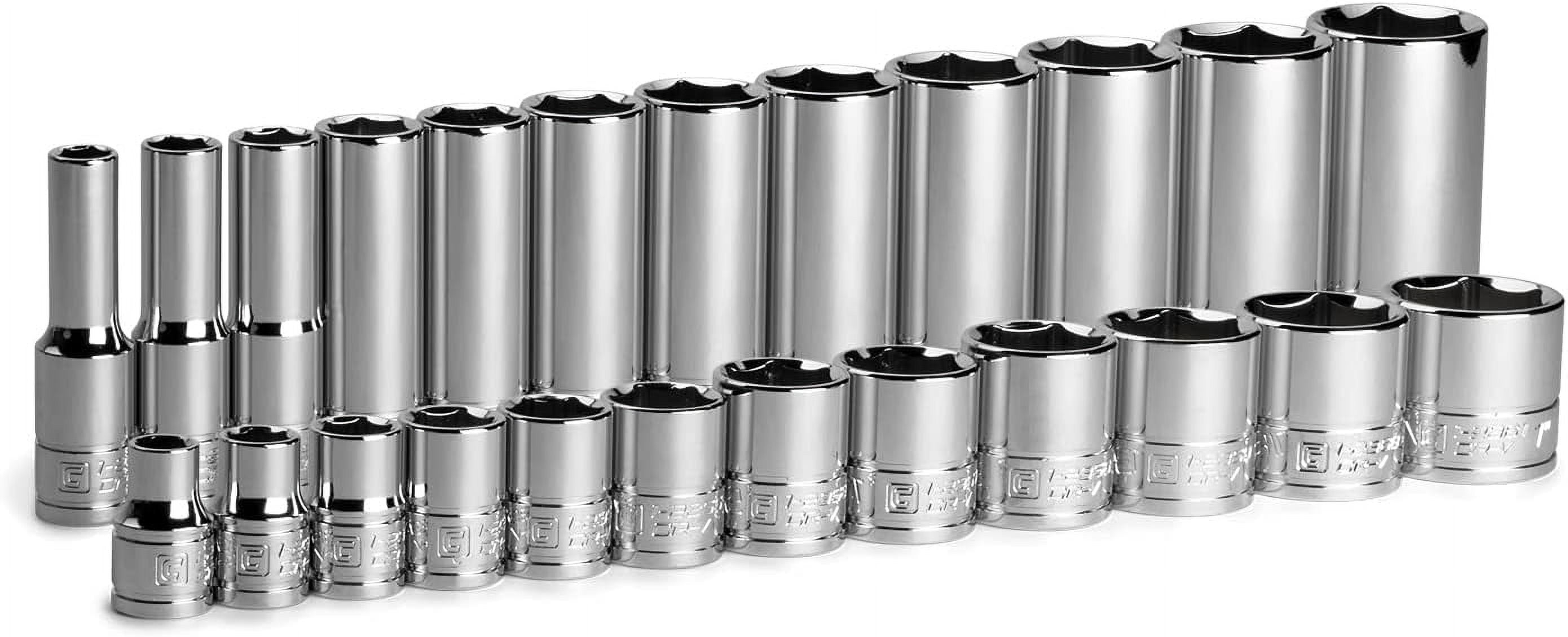 Capri Tools 3/8-inch drive ondiepe slagdoppenset, metrisch, 8 tot 22