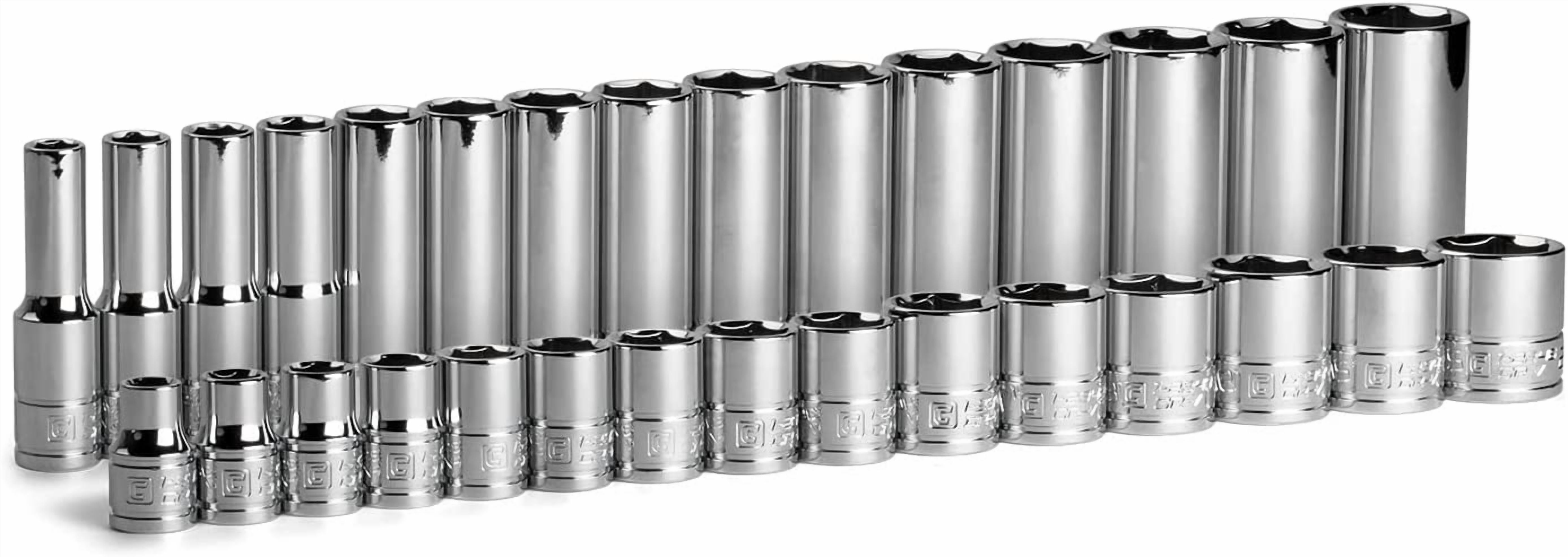 Capri Tools 3/8 in. Drive Shallow and Deep Chrome Socket Set, 6-Point ...