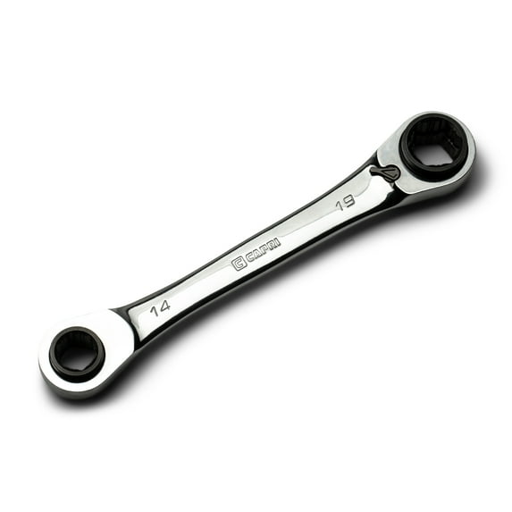 Capri Tools 4-in-1 120-Tooth Box End Reversible Ratcheting Wrench, 14, 15, 17 and 19 mm, Metric