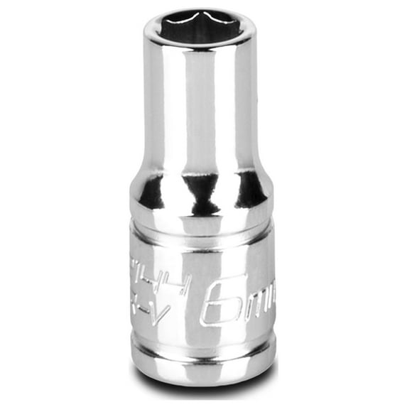 capri tools 6 mm shallow socket, 1/4-inch drive, 6-point, metric