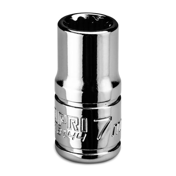 Capri Tools 7 mm Shallow Socket, 1/4 in. Drive, 12-point, Metric