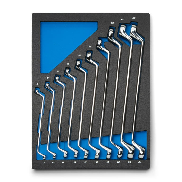 Capri Tools 75 Degree Deep Offset Double Box End Wrench Set 6 to 24 mm Metric 10 Piece with Mechanic s Tray Walmart