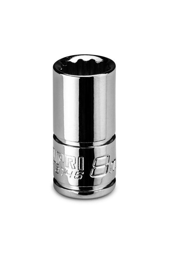 8 mm Shallow Socket, 1/4 in. Drive, 12-point, Metric