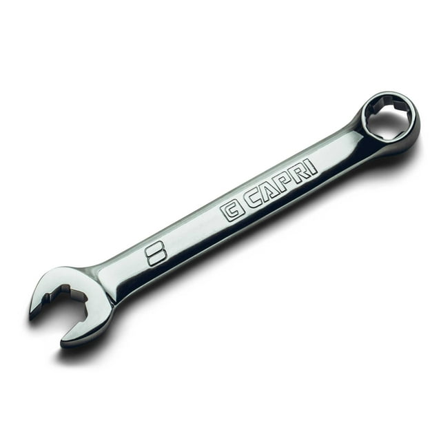 Capri Tools 8 mm WaveDrive Pro Stubby Combination Wrench for Regular and Rounded Bolts