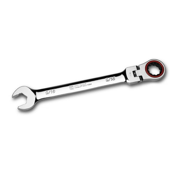 Capri Tools 9/16 in. Flex-Head Ratcheting Combination Wrench, True 100-Tooth, 3.6-Degree Swing Arc