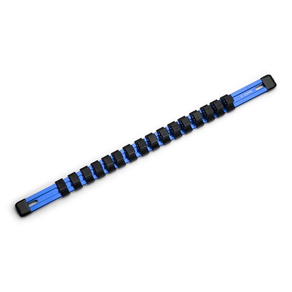 Capri Tools Aluminum Socket Rail, 1/2 in. Drive, 17 in. Long, 16 Socket Clips, Blue