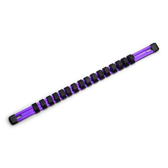 Capri Tools Aluminum Socket Rail, 1/2 in. Drive, 17 in. Long, 16 Socket Clips, Purple