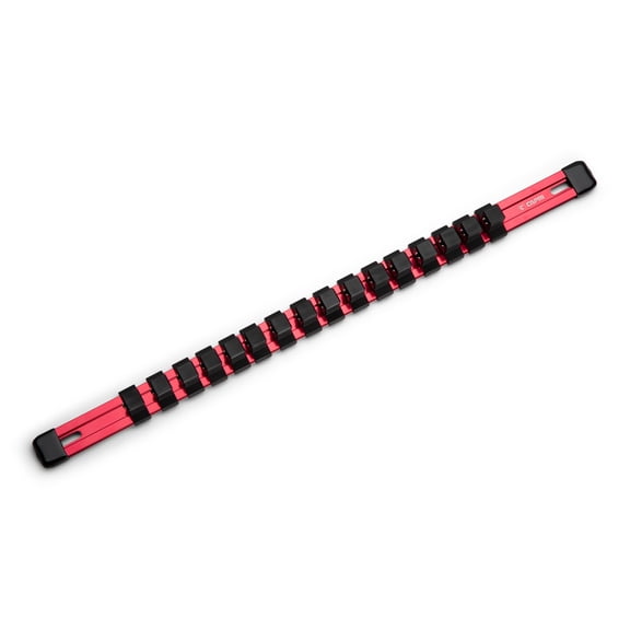 Capri Tools Aluminum Socket Rail, 1/2 in. Drive, 17 in. Long, 16 Socket Clips, Red
