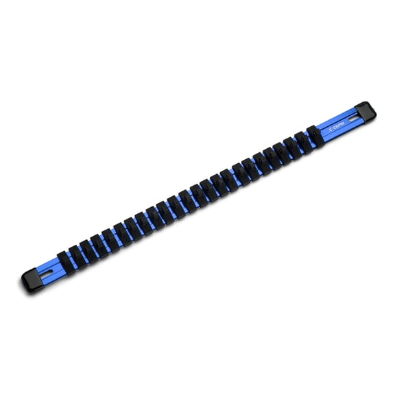 Capri Tools Aluminum Socket Rail, 1/4 in. Drive, 17 in. Long, 24 Socket Clips, Blue