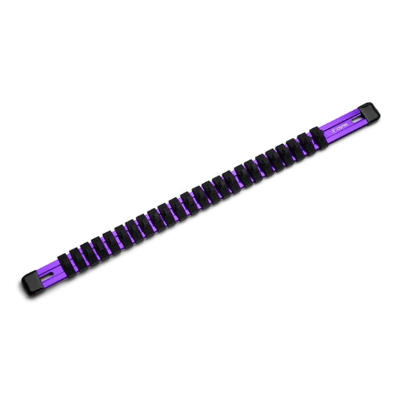 Capri Tools Aluminum Socket Rail, 1/4 in. Drive, 17 in. Long, 24 Socket Clips, Purple