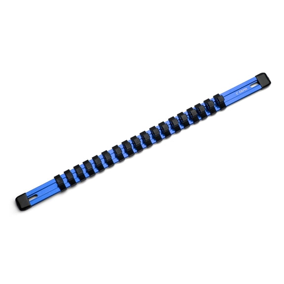 Capri Tools Aluminum Socket Rail, 3/8 in. Drive, 17 in. Long, 18 Socket Clips, Blue