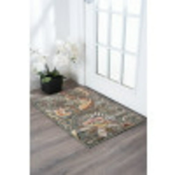 Capri Transitional 2' x 3' Seafoam and Beige Polypropylene Indoor Area Rug