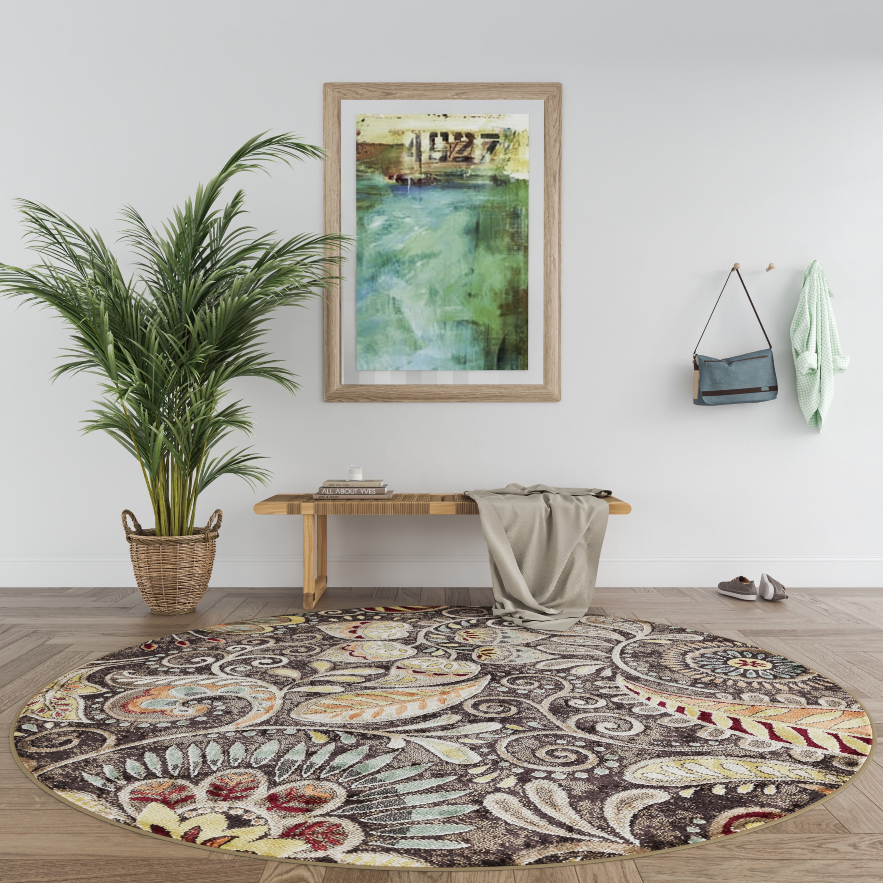 Capri Transitional 8' Round Brown and Beige Polypropylene Indoor Area Rug