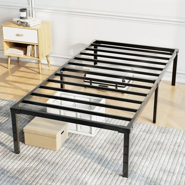 Capri Twin Bed Frame, 18 inch High Metal Platform Bed Frame, 2200 LBS Weight Capacity, Heavy Duty, Noise Free, Easy Assembly, Black