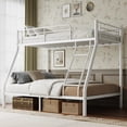 thumbnail image 1 of Capri Twin over Full Size Metal Bunk Bed for Teens Adult with 12" Under-Bed Storage & Ladder & Full-Length Guardrail, Space-Saving, Heavy-duty, White, 1 of 11