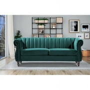 Capri Velvet Chesterfield 76.4 Rolled Arms Sofa