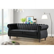 Capri Velvet Chesterfield 76.4 Rolled Arms Sofa