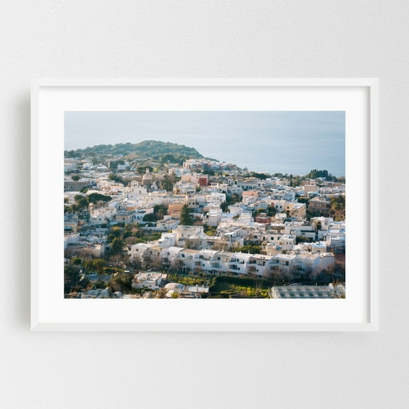 Capri Views 04 - Capri Campania Italy Photography Mediterranean Coastal Cityscape Architecture Seaside Travel Poster Scenic White Framed Wall Art Print 16 x 24 inches