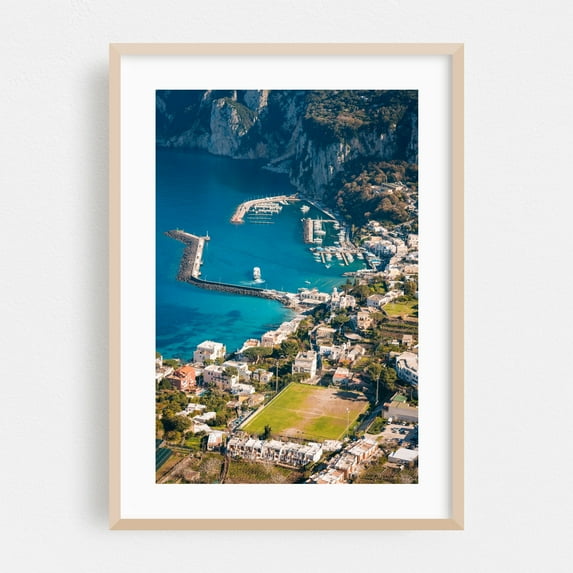 Capri Views 05 - Capri Campania Italy Photography Harbor Seascape Mediterranean Coastal Water Architecture Italian Oak Framed Wall Art Print 12 x 18 inches