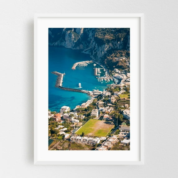 Capri Views 05 - Capri Campania Italy Photography Harbor Seascape Mediterranean Coastal Water Architecture Italian White Framed Wall Art Print 5 x 7 inches