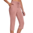 thumbnail image 1 of Capri Work Pants for Women Drawstring High Waist Casual Yoga Pants with Pockets Solid Summer Capris Comfy Workout Leggings, 1 of 8