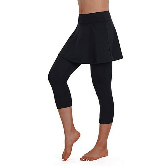 Capri Workout Leggings For Women With Pockets Tummy Control Casual Skirt Tennis Pants Sports Fitness Cropped Culottes Leggings For Women Tummy Control Petite