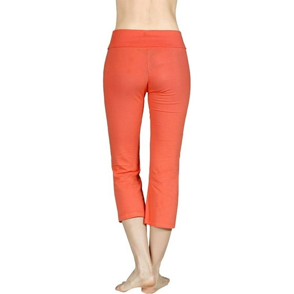 Capri Yoga Pants Fold Over Waist, 2X, Coral
