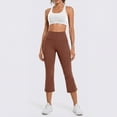 thumbnail image 1 of Capri Yoga Pants Womens High Waisted Wide Leg Pants Cropped Flare Leggings for Travel Casual and Lounge Light Brown S, 1 of 9
