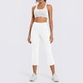 thumbnail image 1 of Capri Yoga Pants Womens High Waisted Wide Leg Pants Cropped Flare Leggings for Travel Casual and Lounge White 2XL, 1 of 9