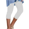 thumbnail image 1 of Capri Yoga Pants for Women Casual Elastic High Waisted Stretchy Cropped Pants Rhinestone Trim Yoga Legging Workout Running Gym Wear, 1 of 6