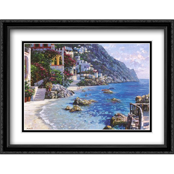 Capri del Mar 2x Matted 36x28 Large Black Ornate Framed Art Print by Howard Behrens