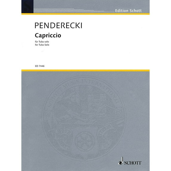 Schott Capriccio (1980) (for Solo Tuba (B.C.)) Schott Series Softcover