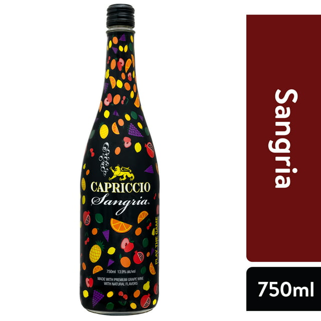 Capriccio Red Sangria Wine, Florida, 13.9% ABV, 750 ml Glass Bottle, 5-150ml Servings