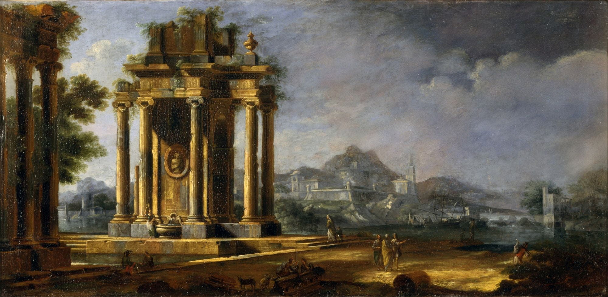 Capriccio With Architectures And Stretch Of Sea Canvas Art - (24 x 18)