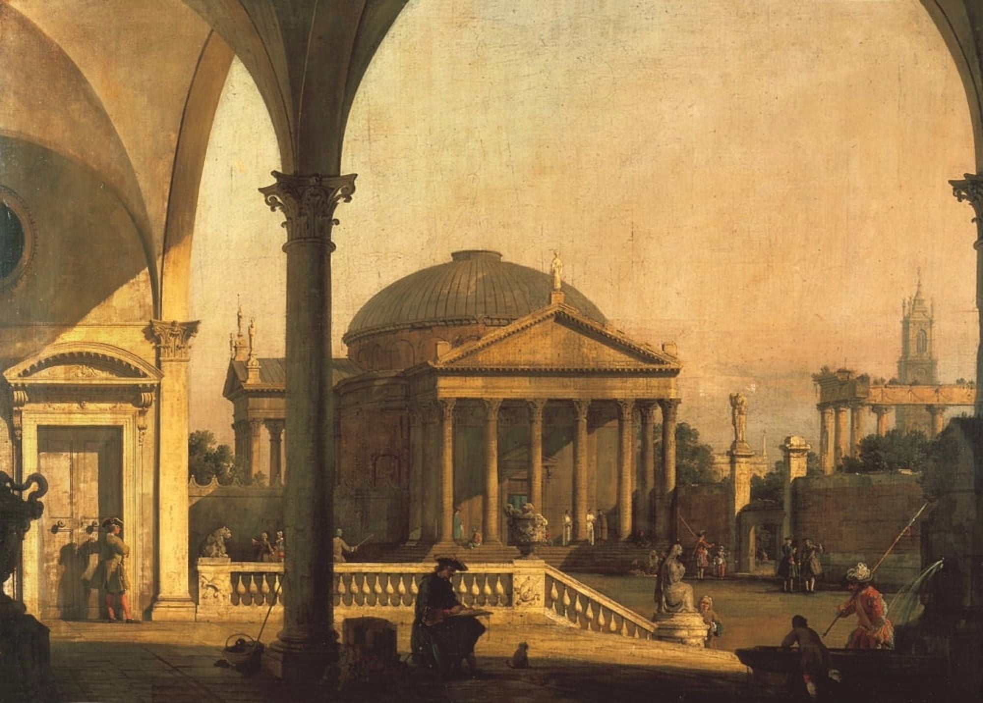 Capriccio With Echoes Of Rome And Vicenza Canvas Art - (36 x 24)