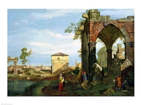 Capriccio with Motifs from Padua Canvas Art - Giovanni Antonio Canaletto (24 x 18)