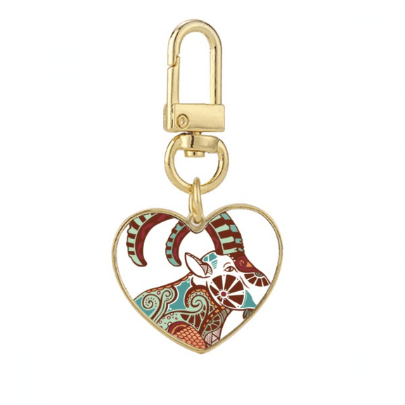 Capricorn Constellation Zodiac Symbol Gold Heart Keychain Metal Keyring Holder