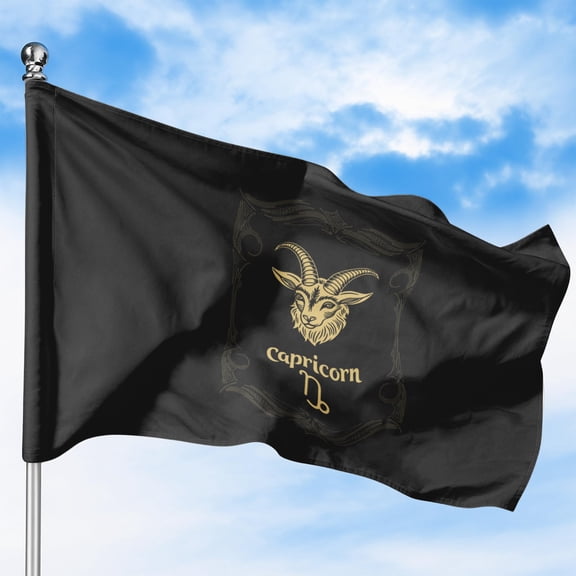 Capricorn - The Goat Outdoor Flag (1x1.5ft) by DreamController - Durable, Fade-Resistant Polyester, Double-Stitched, Brass Grommets - HD Printed Zodiac Signs Flag - Made in USA