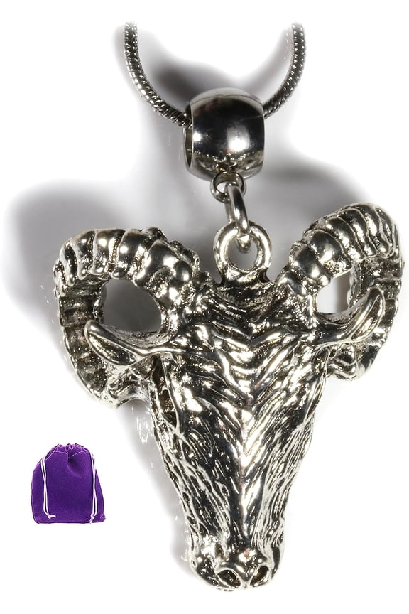 Capricorn Necklace - Goat Necklace of a Zodiac Sign Necklaces for Men and Women or a Great Baphomet Necklace and Gothic Necklace or Goth Pendant for Men and Women of a Goat Head Sheep Jewelry