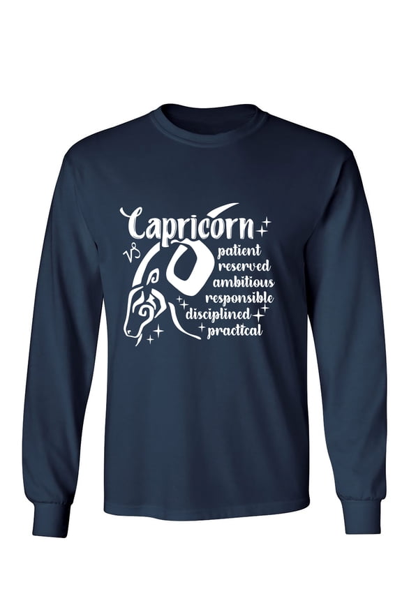 Capricorn Patient Reserved Ambitious Responsible Disciplined Practical Sarcastic Humor Novelty Men's Long Sleeve Shirts