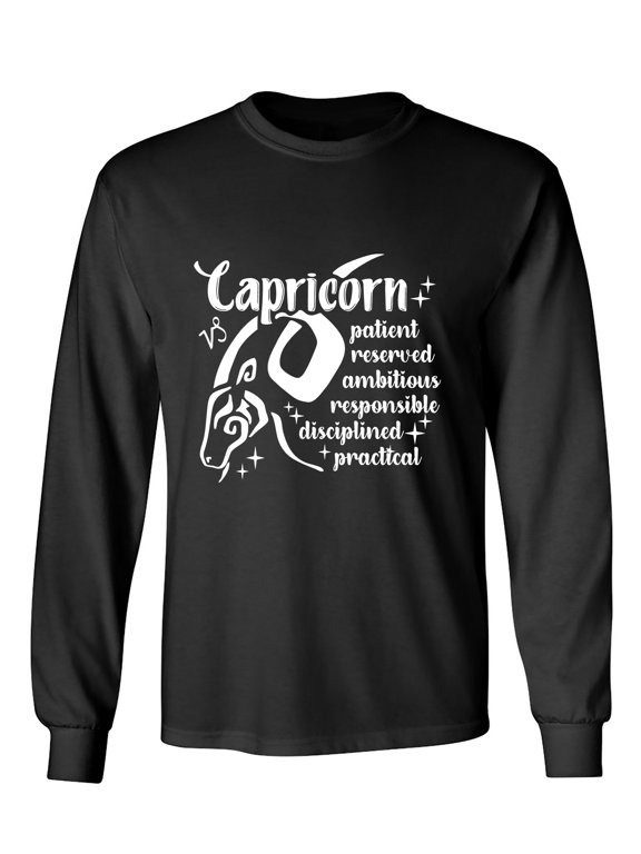 Capricorn Patient Reserved Ambitious Responsible Disciplined Practical Sarcastic Humor Novelty Men's Long Sleeve Shirts