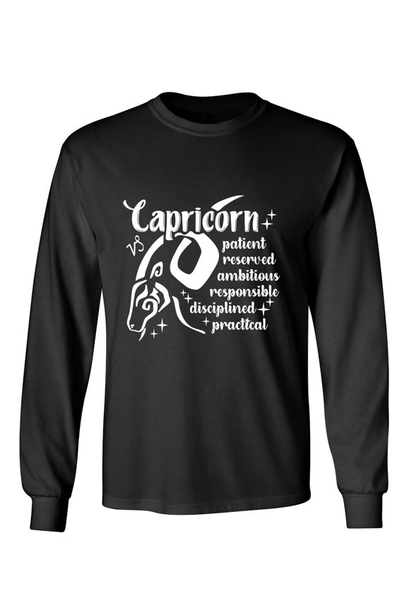 Capricorn Patient Reserved Ambitious Responsible Disciplined Practical Sarcastic Humor Novelty Men's Long Sleeve Shirts