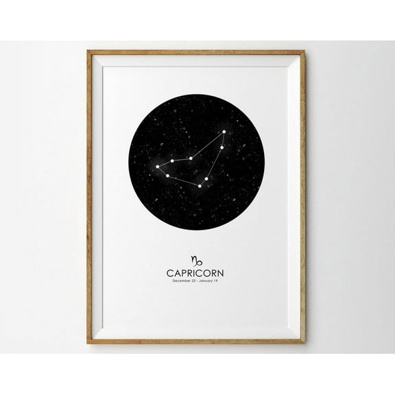 Capricorn Print Capricorn Zodiac Print Constellation Print Star Map Print Zodiac Print Astrology Print Zodiac Art Print Modern Wall Art, Modern Wall Decor, 8x12 UNFRAMED