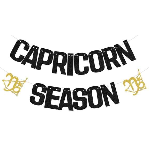 Capricorn Season Banner Capricorn Birthday Party Decoration Big Capricorn Energy Banner Black Glitter