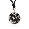 thumbnail image 1 of Capricorn Silver Pewter Charm Round Engraved Necklace Pendant Jewelry With Cotton Cord, 1 of 1
