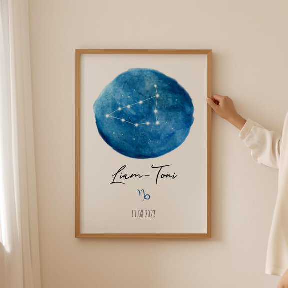 Capricorn Star Map Wall Art Birth Stats Home Decor Unframed Paper Print