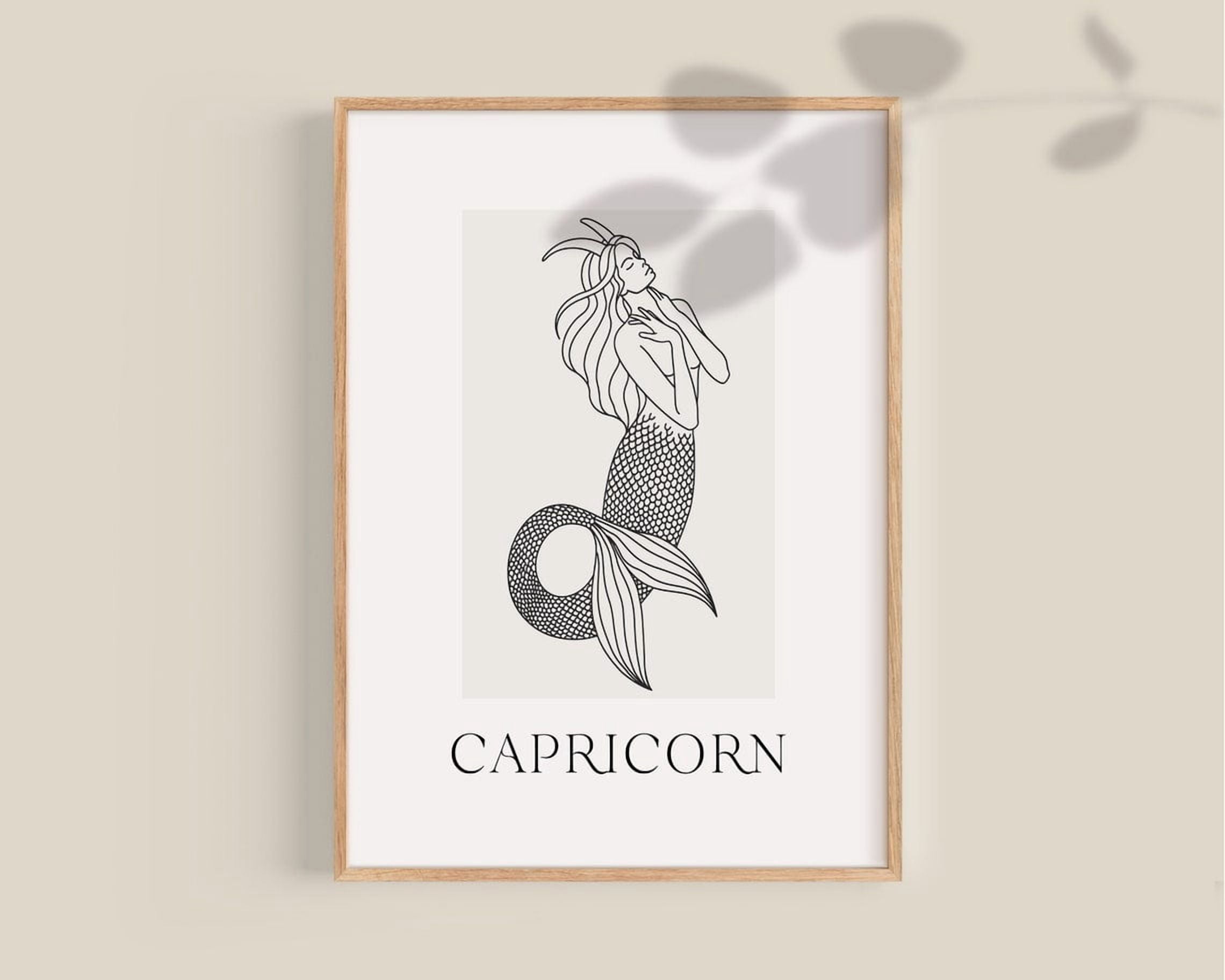 Printable Sign Photo Capricorn Zodiac Astrology Wall Art Print, Bedroom, Office, Home And ...