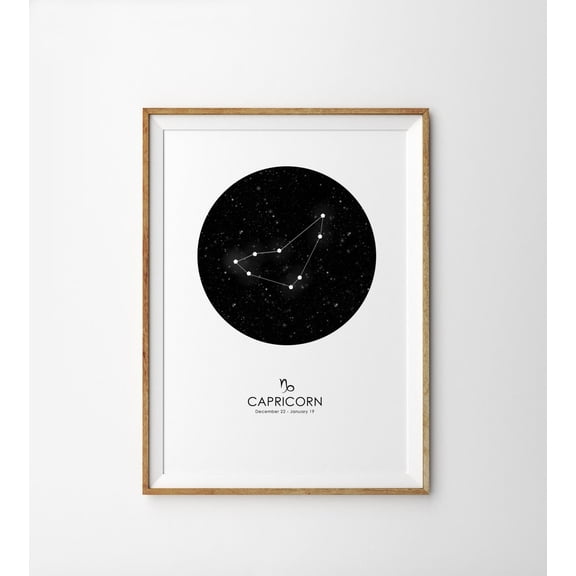 Capricorn Zodiac Constellation Star Map Astrology Porch Decoration, Unframed Paper Poster 8x10in